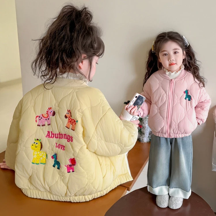 女童棉衣外套加绒加厚冬季2025新款儿童夹棉秋冬小童女宝棉服冬季
