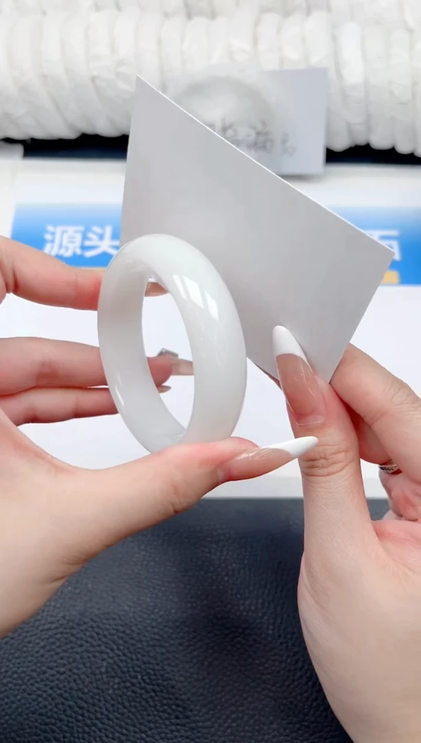 和田玉手镯未镶嵌53-宽胎白玉54.5