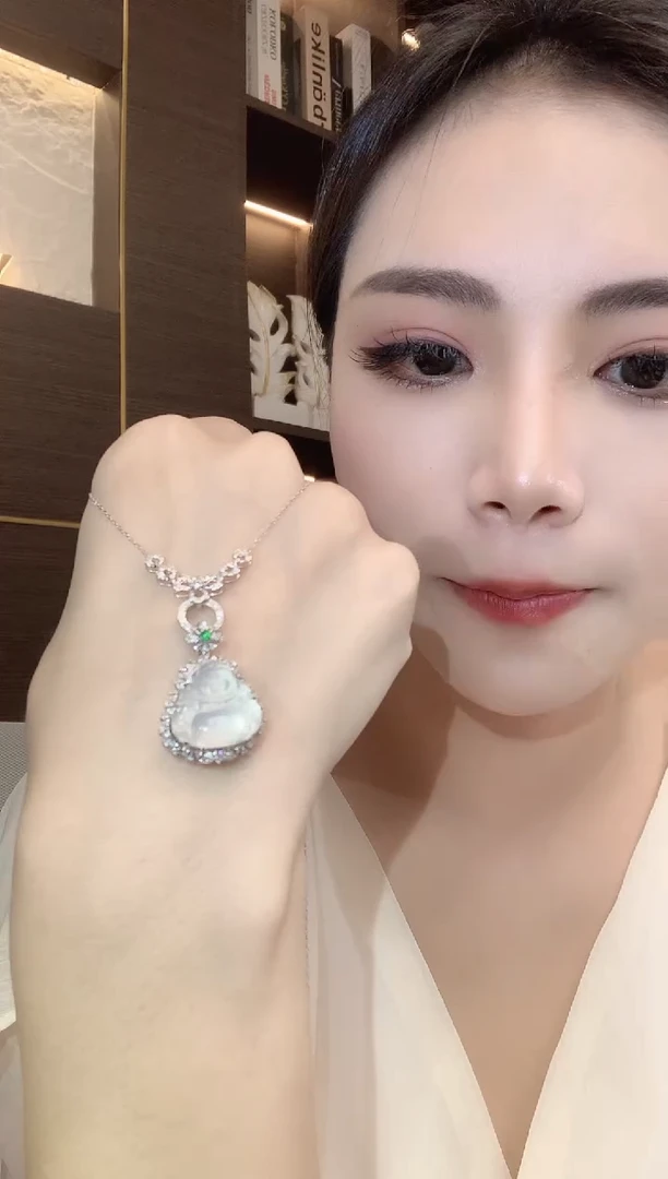 吊坠(不含链)18K金镶嵌翡翠A38