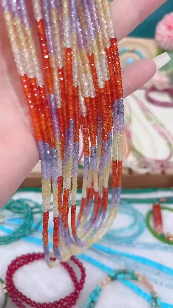 银S925镶嵌颈饰石榴石（芬达石）顺色彩52