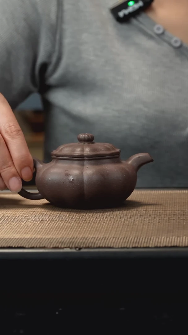 茶壶紫砂天青筋纹葵仿古封釉170CC