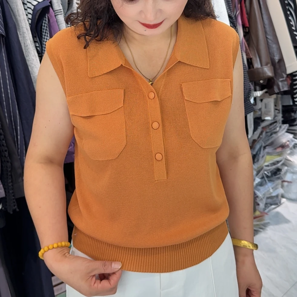 [ W i F i ]82134双包翻领坎肩针织衫