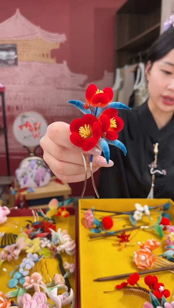 【闪购商品】刺绣非遗绒花（发饰）