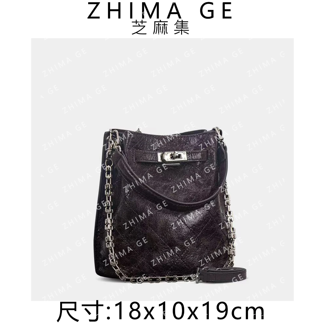 【芝麻集】ZT-D8012-栗咖色RAIN.CUN.百搭腋下斜跨女包