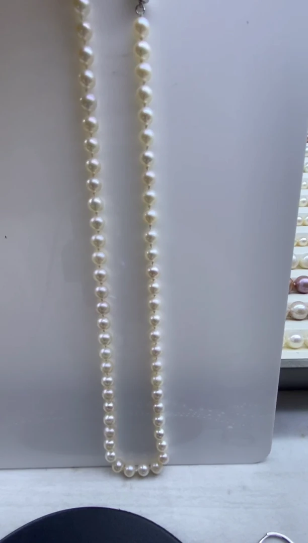 颈饰银S925镶嵌淡水珍珠6-7mm珍珠项链X002