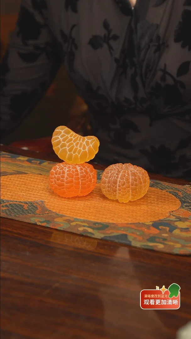 得***?纯手工橘子一对摆件
