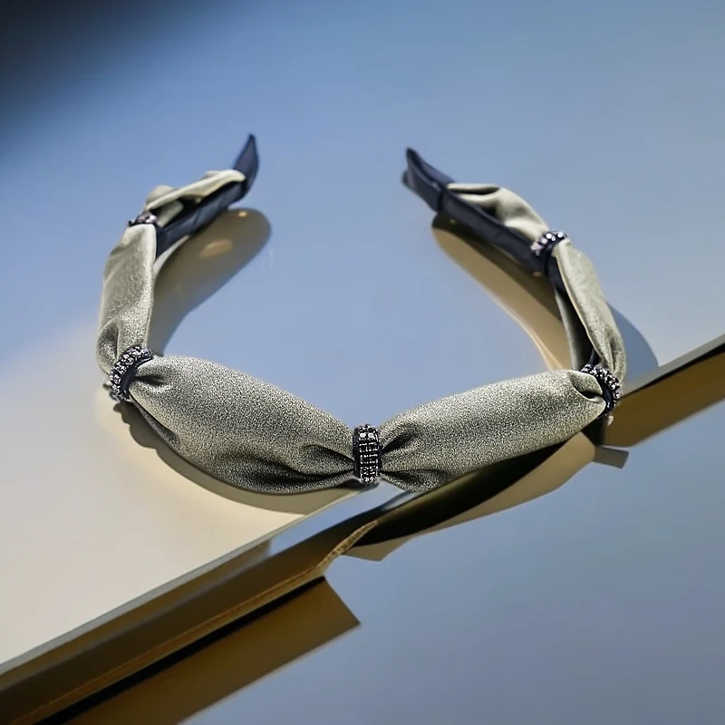 精致优雅缎面布艺设计款发箍绿色水晶发箍F6067百搭简约时尚