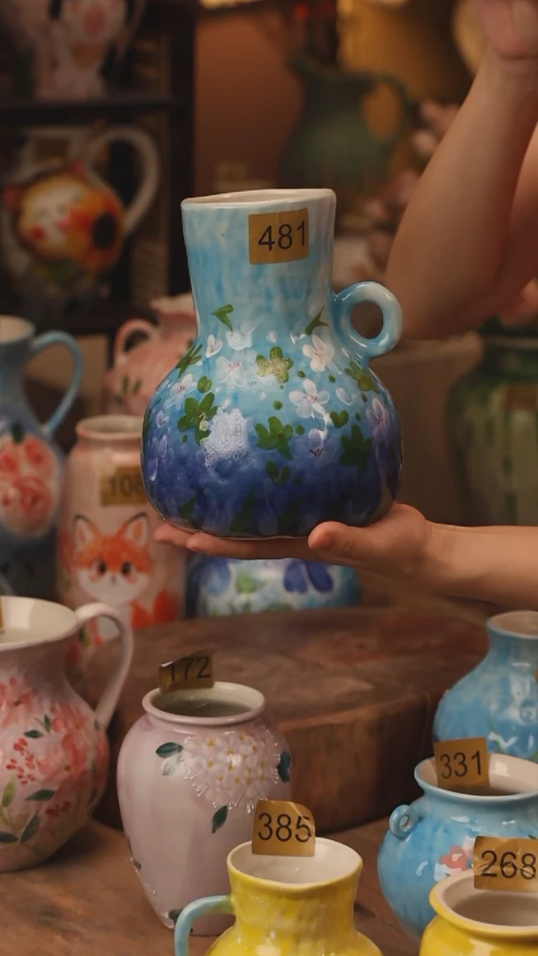 陶瓷481景德镇设计师手作花器摆件侘寂风