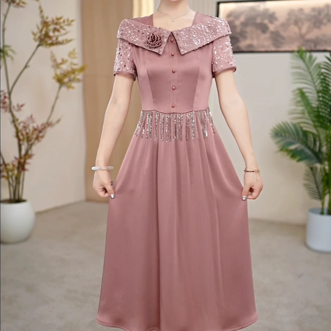 【宸锦女装】X2592夏季新款连衣裙超显瘦气质高端收腰气质时尚洋气