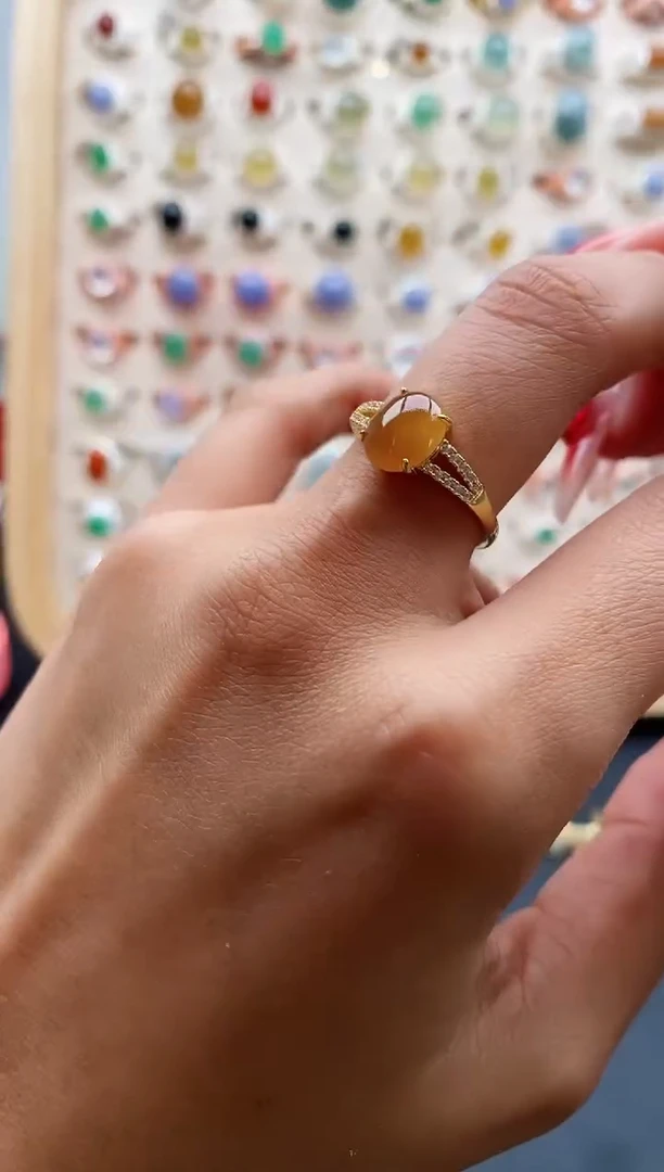 【闪购商品】翡翠戒指银S925镶嵌缅甸天然A货翡翠222 9+7