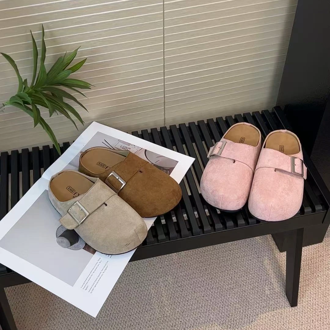 2025早春新款方扣经典高级厚底软底舒适百搭休闲外穿女勃肯拖鞋