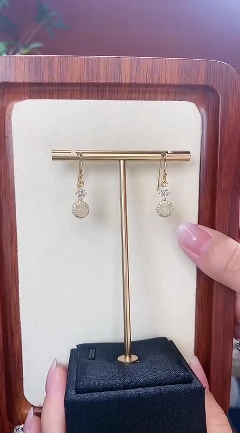 【闪购商品】和田玉耳饰银S925镶嵌甘黄耳坠