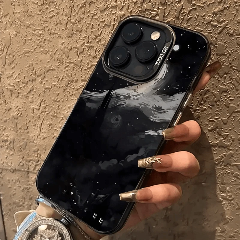 黑色星空适用苹果15保护壳13简约砂15ProMax新款14Plus男款爆款16