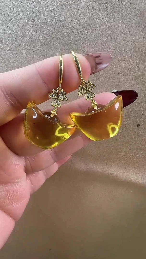 【闪购商品】琥珀耳饰未镶嵌耳环