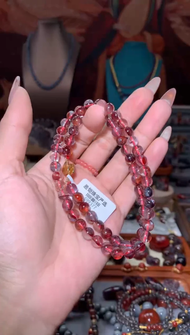 未镶嵌珠宝半成品水晶红胶花项链