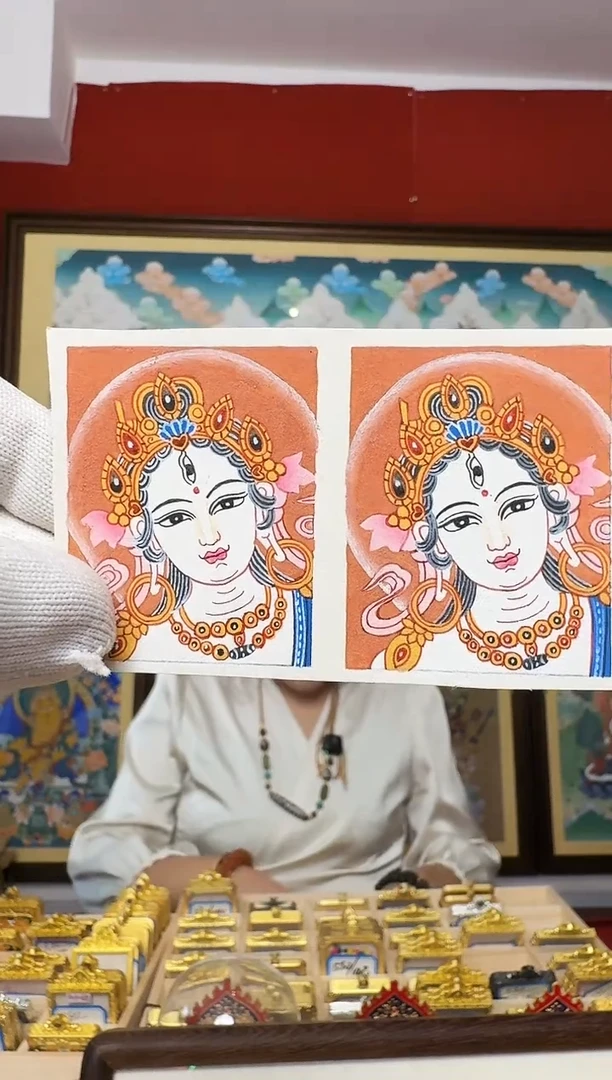 吊坠白妈妈-热贡元旦唐卡画院 周毛