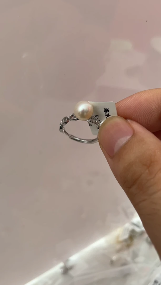 海水珍珠戒指银S925镶嵌海水戒指