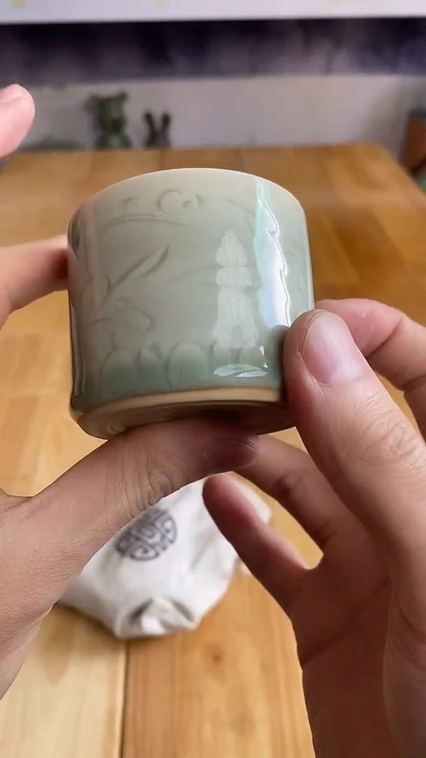 【山隐青瓷】柴烧杯子    微瑕