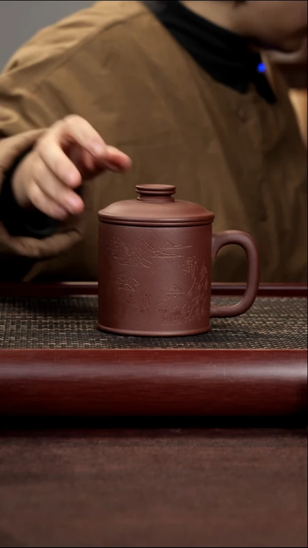 茶杯紫砂尾单微瑕地槽清石趣**无礼盒