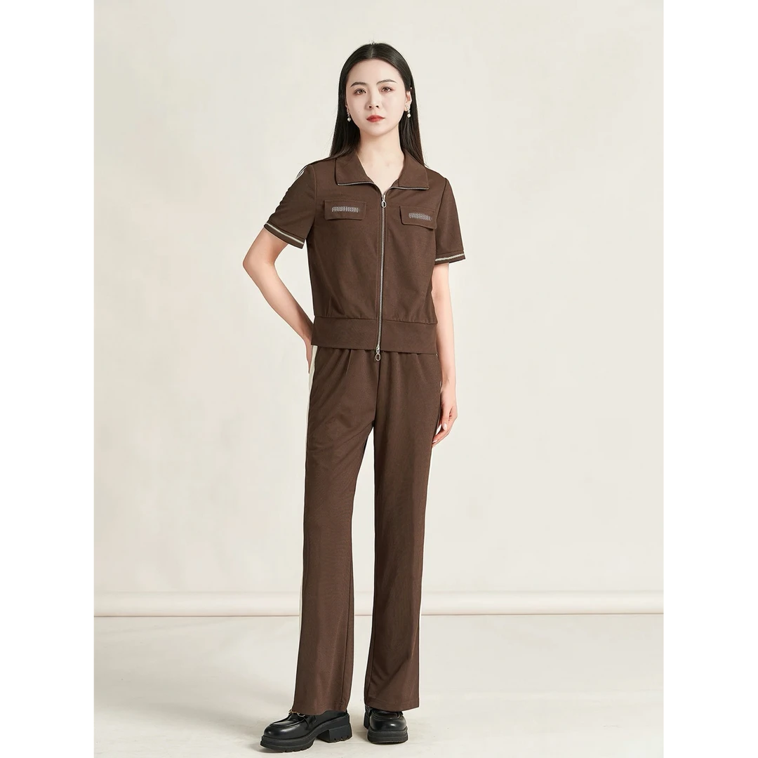 夏季新款都市休闲时尚高级感双拉链设计两件套TK027