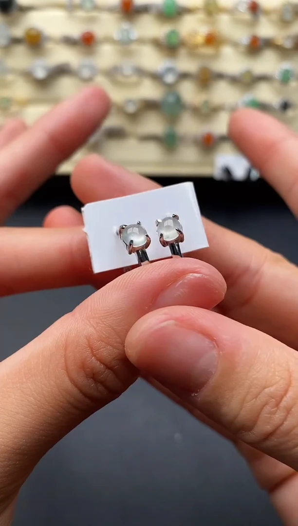 银S925镶嵌戒指翡翠222222+7