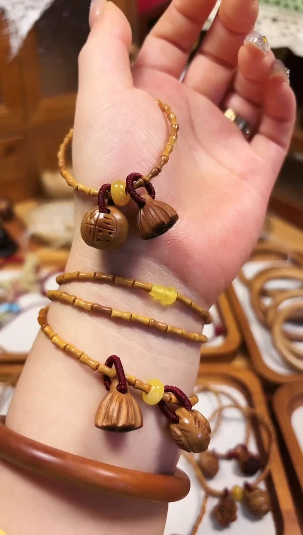 手串桃核竹节手串  福字加莲蓬   备注手围