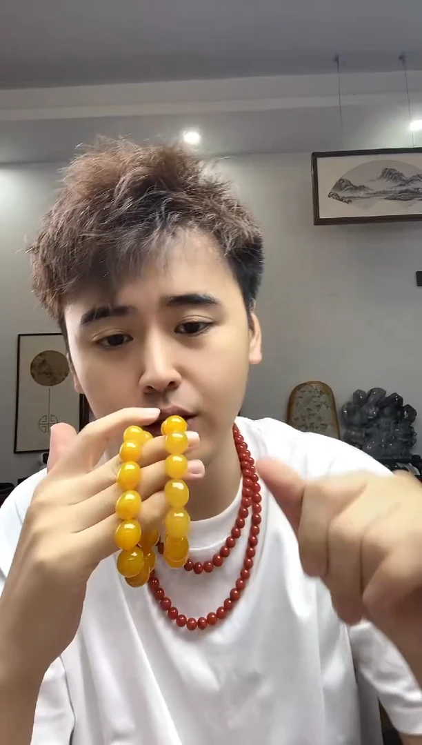 玛瑙/玉髓颈饰未镶嵌鸡油黄玛瑙手串卡16