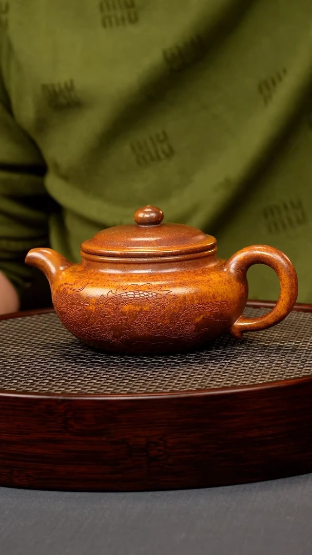【闪购商品】紫砂茶壶龙骨金砂柴烧龙纹仿古