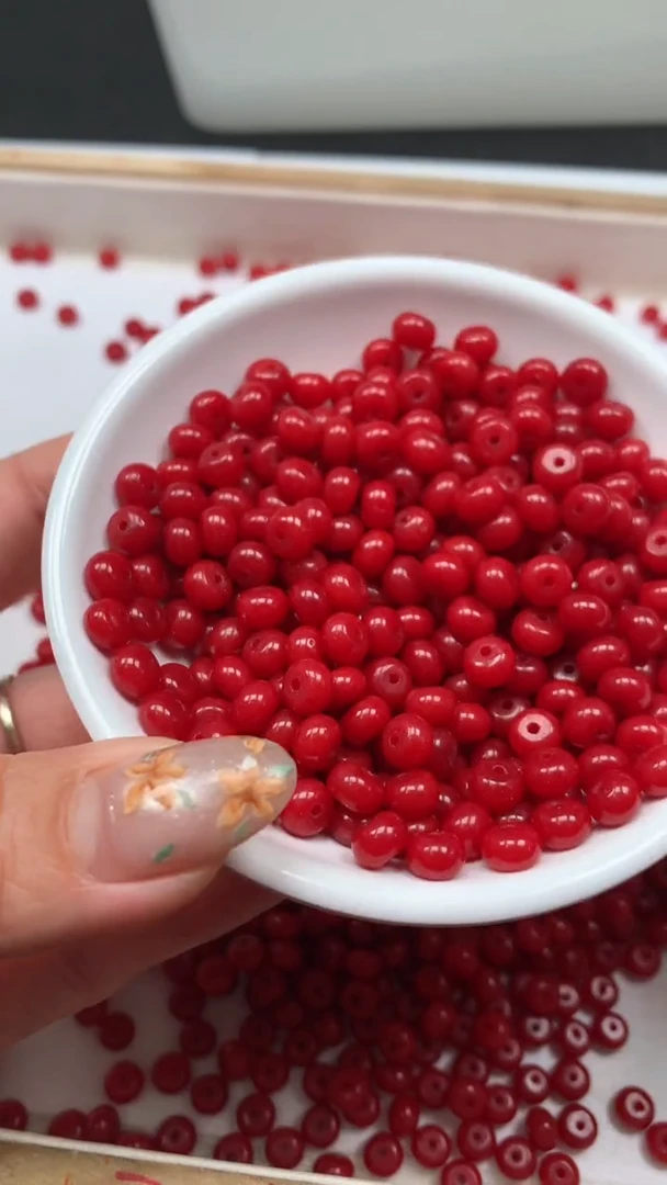 未镶嵌散珠南红玛瑙M722 柿子南红算盘3*6mm30个5.8元