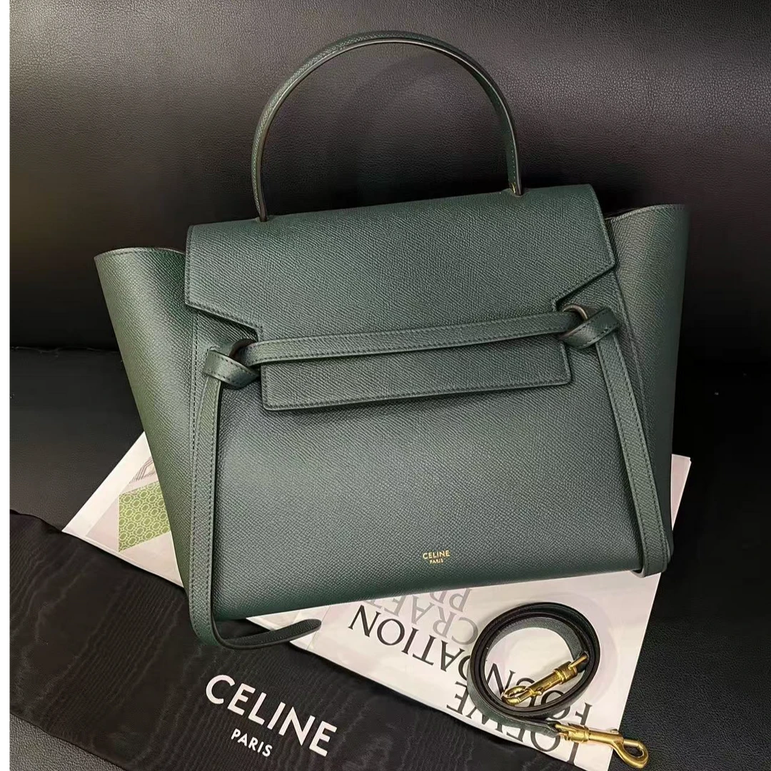 95新 Celine/思琳 专柜价19500 亚马逊绿belt鲶鱼单肩包B5916