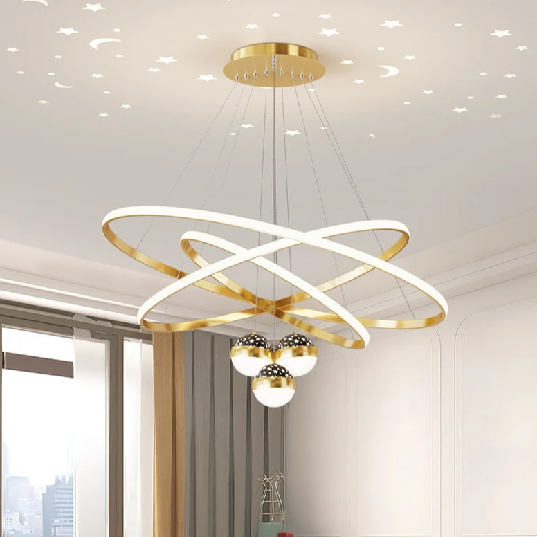 现代简约大气星空投影餐吊灯家用房间餐厅灯餐桌吧台创意护眼灯具