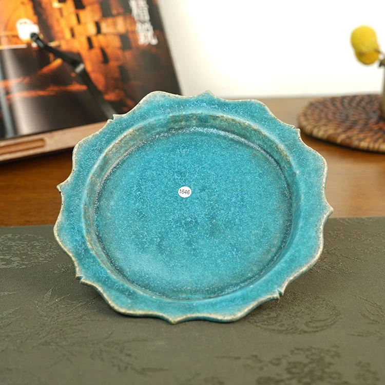 伊禾集物 日本信乐烧匠人 藤原纯 孔雀兰 钵 盘 1646#