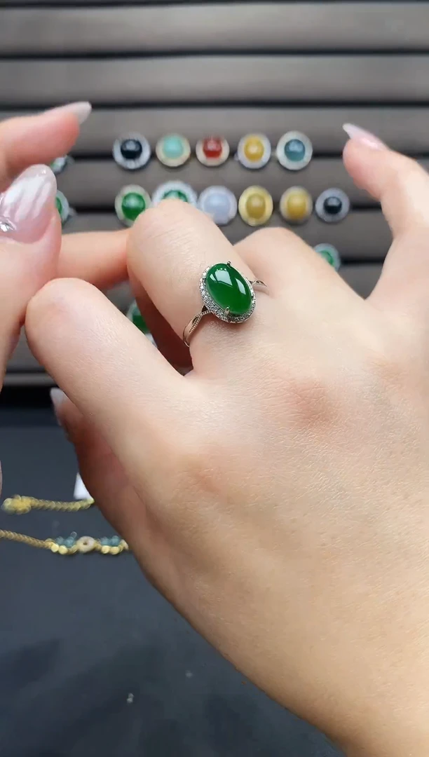 银S925镶嵌戒指翡翠111