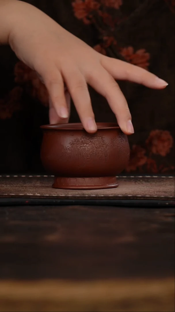 茶杯紫砂非遗茶器-山水将军杯