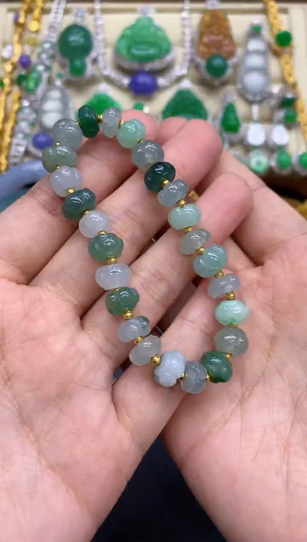 18K金镶嵌手链翡翠128-中国好珍宝