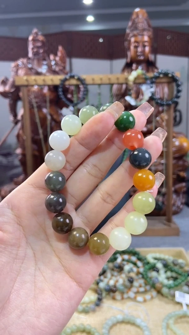 未镶嵌手串和田玉和田玉多宝手串卡