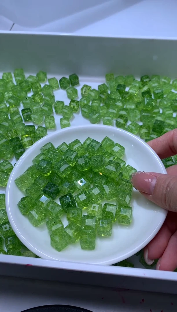 颈饰未镶嵌水晶W3187 绿碧玺方糖10MM*8颗