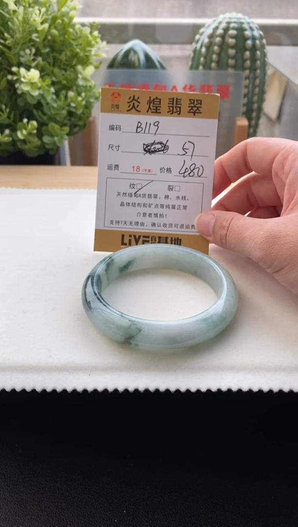 未镶嵌手镯翡翠圈口56.8 编码b119