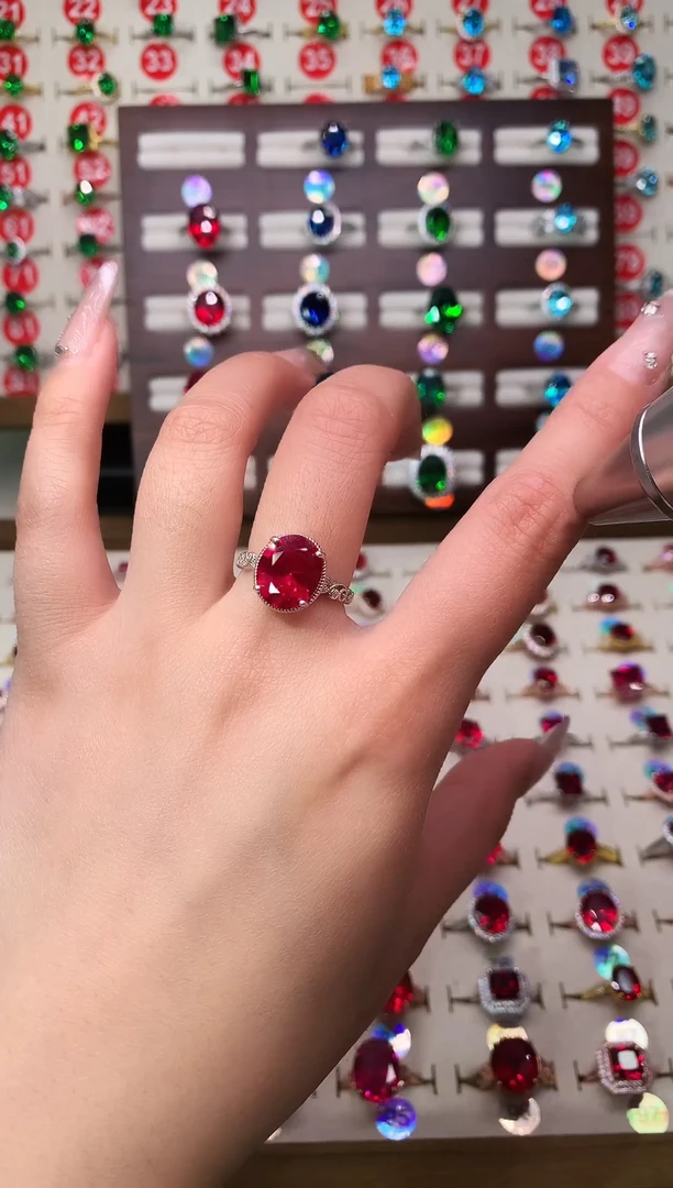 无925银典藏 轻奢 鸽血红色系10*12戒指