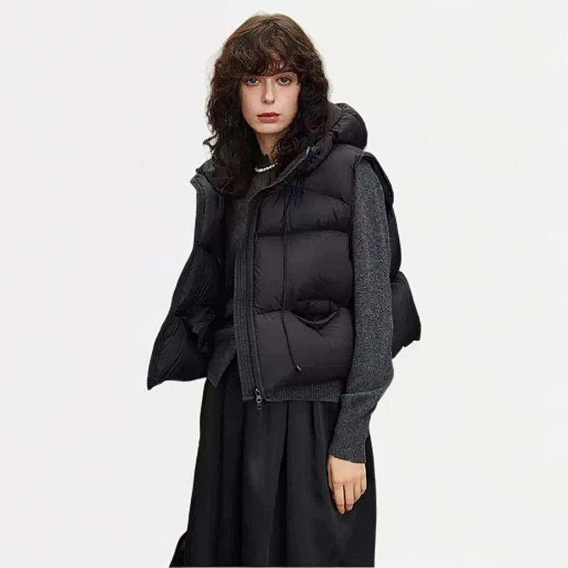 萌萌酱马甲新国标云感高奢连帽90羽绒服-XQ