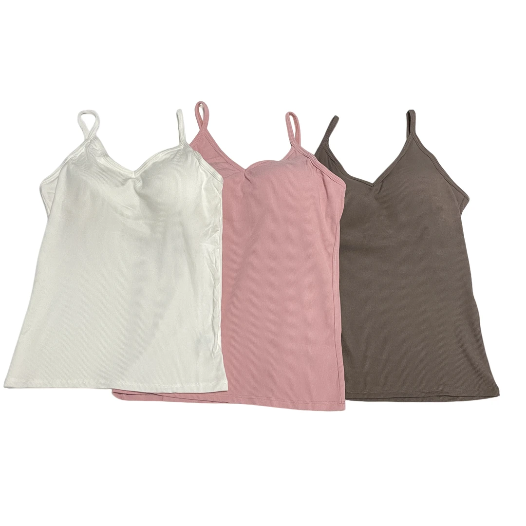 【出口日单】极简风修身型吊带背心bra打底修身带胸垫女士显瘦简约