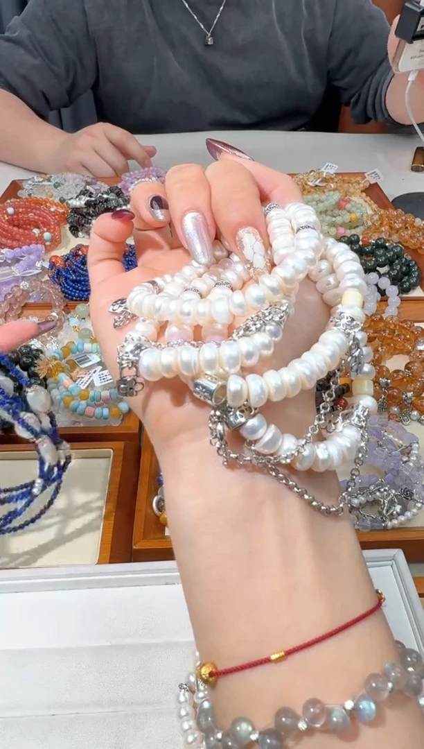 【闪购商品】淡水珍珠手绳未镶嵌D293珍珠面包珠紫锂单珠款