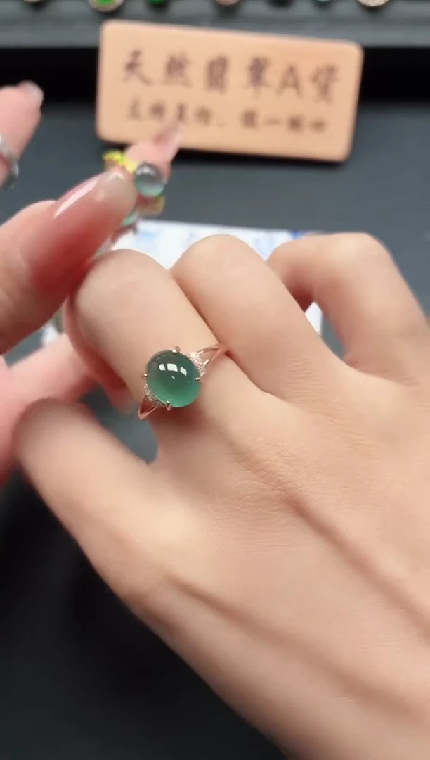 银S925镶嵌戒指翡翠1