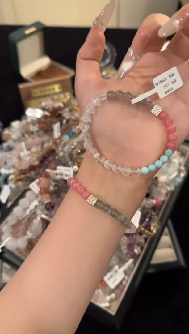 水晶手链银S925镶嵌海纹石x242