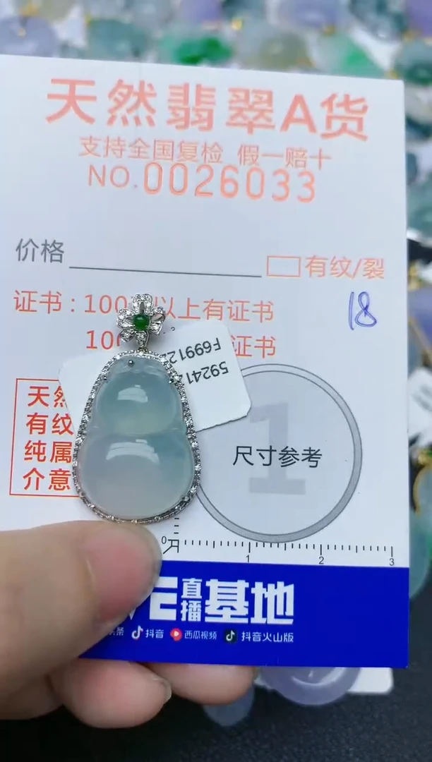 【闪购商品】翡翠颈饰18K金镶嵌天然翡翠A货    