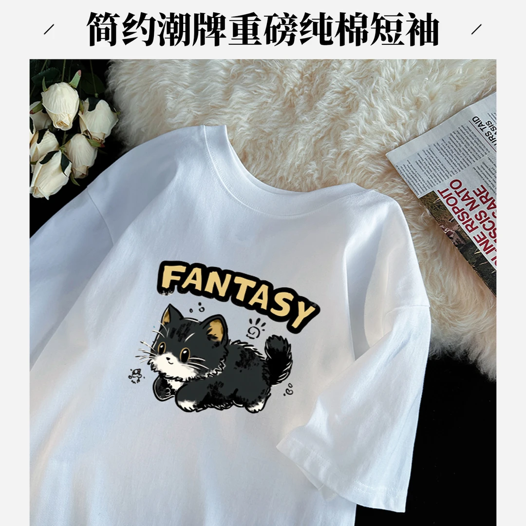 潮牌重磅纯棉260g美式高街印花短袖t恤男士2025夏季新款半袖体恤