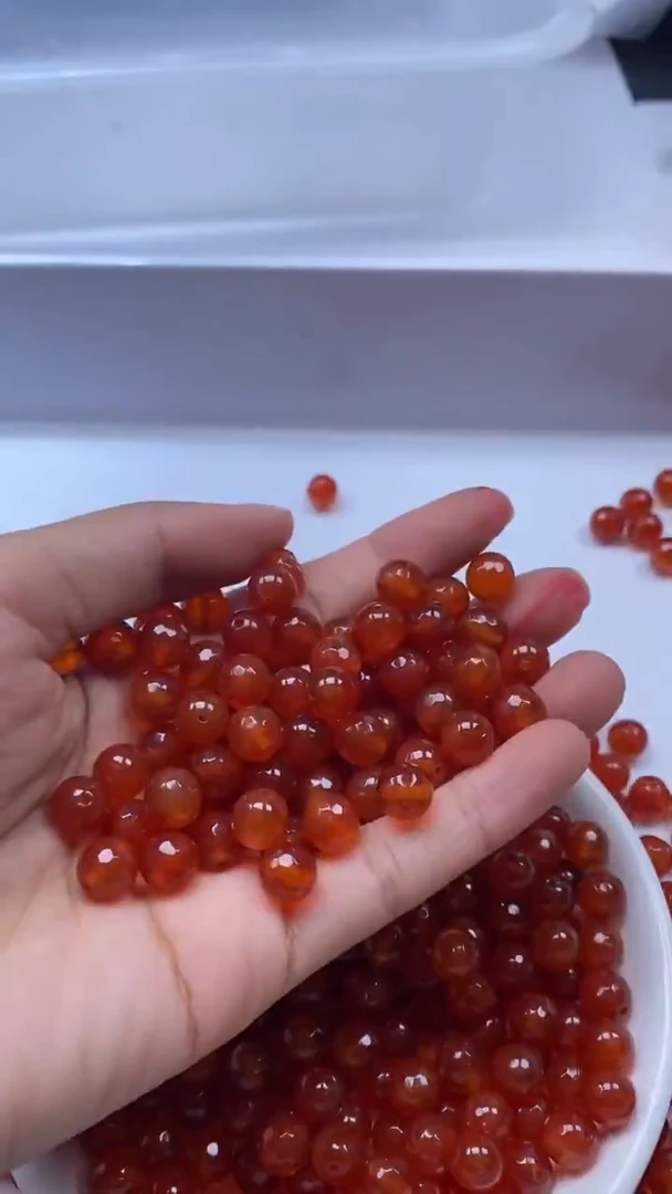 未镶嵌颈饰玛瑙/玉髓W1334-南红色切面8mm*10颗