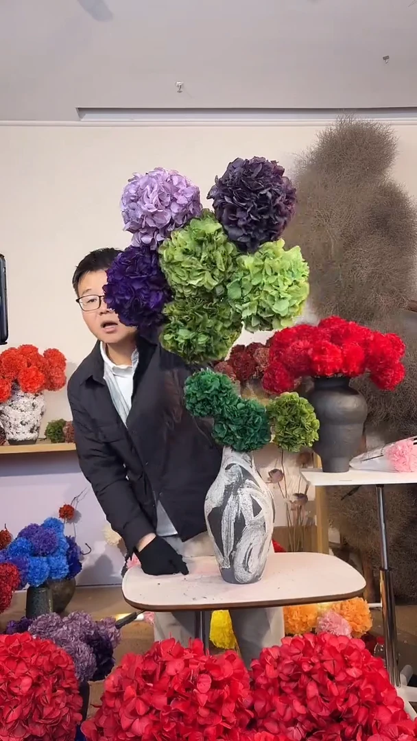 漂色永生大叶绣球花球6枝   香芋紫1/紫罗兰1/葡萄紫1/豆沙绿3