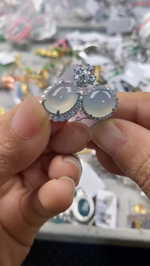 银S925镶嵌戒指翡翠555---2