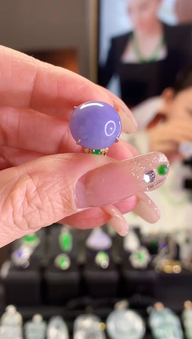 【闪购商品】翡翠戒指18K金镶嵌蛋面